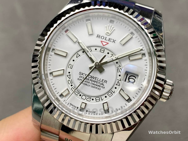 Replica Rolex Day Date unisex 36-128236 0009, lunetta scanalata, bracciale in platino, blu ghiaccio