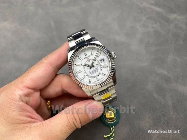 Replica Rolex Day Date unisex 36-128236 0009, lunetta scanalata, bracciale in platino, blu ghiaccio