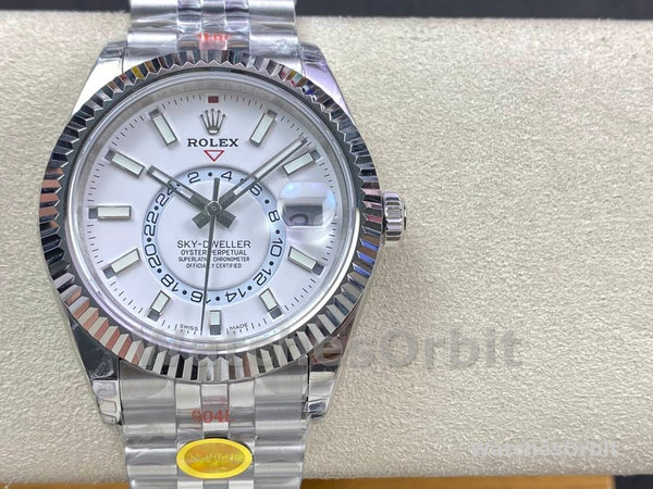 Replica Rolex Sky Dweller 42mm Quadrante Bianco Lunetta Scanalata M336934 0004 Uomo Quadrante Bianco