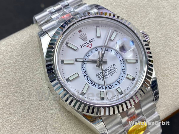 Replica Rolex Sky Dweller 42mm Quadrante Bianco Lunetta Scanalata M336934 0004 Uomo Quadrante Bianco