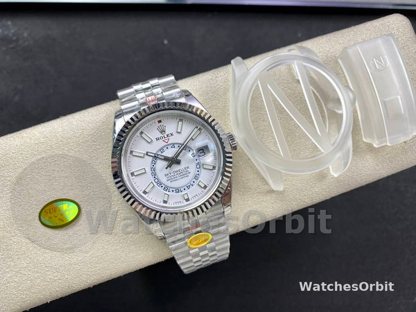 Replica Rolex Sky Dweller 42mm Quadrante Bianco Lunetta Scanalata M336934 0004 Uomo Quadrante Bianco