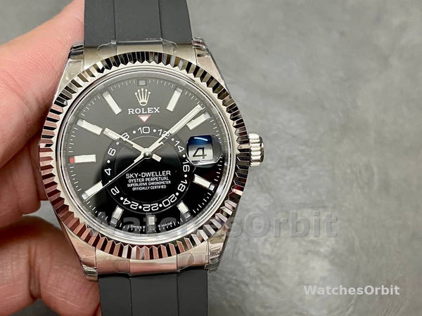 Mens Rolex Sky-Dweller 42-M336239 0002, White Gold, Black Dial, Men’s Black Dial Replica Watch Image