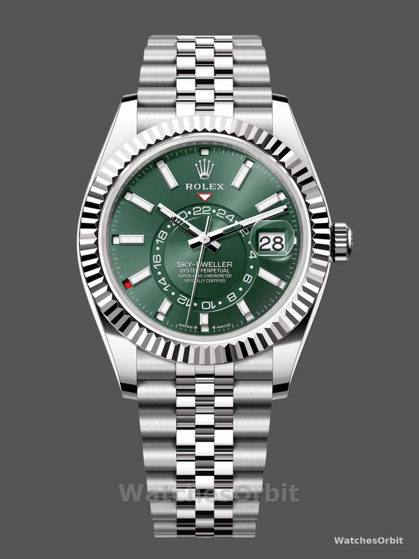 Rolex Sky Dweller 42 White Gold Fluted Bezel 336934 0002 Men's Watch