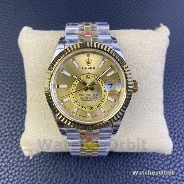 Mens Rolex Sky Dweller 42mm Champagne Dial Jubilee M336933 0002 Mens Luxury Champagne Dial Replica Watch Image