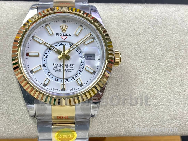 Mens Rolex Sky Dweller 42mm White Dial M336933 0005 Oystersteel Mens White Dial Replica Watch Image
