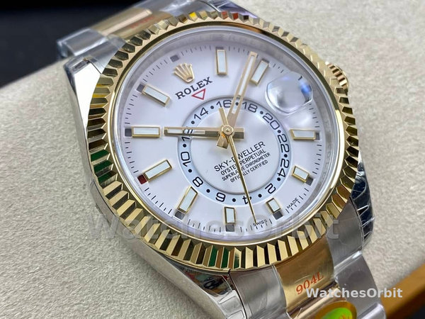 Mens Rolex Sky Dweller 42mm White Dial M336933 0005 Oystersteel Mens White Dial Replica Watch Image