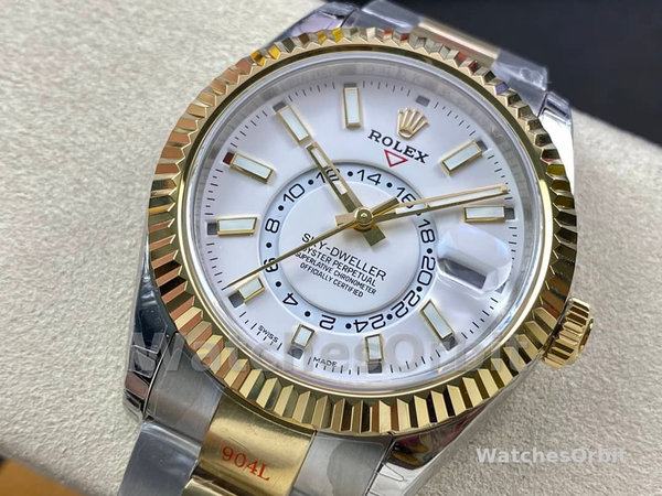 Mens Rolex Sky Dweller 42mm White Dial M336933 0005 Oystersteel Mens White Dial Replica Watch Image