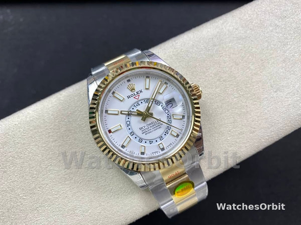 Mens Rolex Sky Dweller 42mm White Dial M336933 0005 Oystersteel Mens White Dial Replica Watch Image