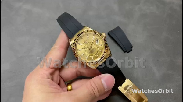 Replica Heren Rolex Sky-Dweller-m336238 0001, 42mm, Geelgoud
