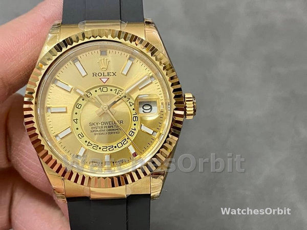 Replica Heren Rolex Sky-Dweller-m336238 0001, 42mm, Geelgoud