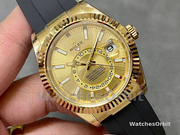 Replica Heren Rolex Sky-Dweller-m336238 0001, 42mm, Geelgoud