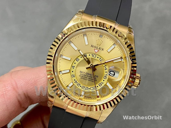 Replica Heren Rolex Sky-Dweller-m336238 0001, 42mm, Geelgoud