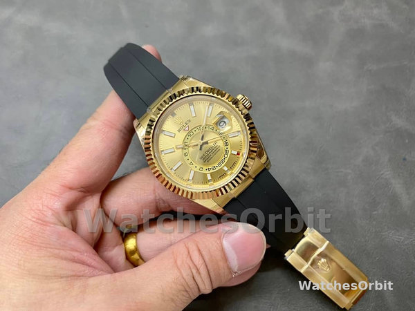 Replica Heren Rolex Sky-Dweller-m336238 0001, 42mm, Geelgoud
