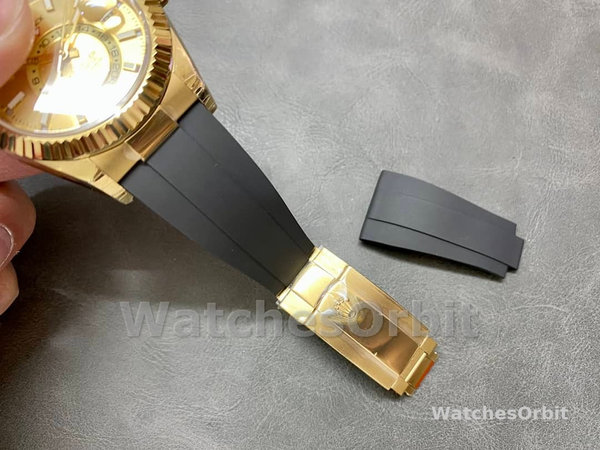 Replica Heren Rolex Sky-Dweller-m336238 0001, 42mm, Geelgoud