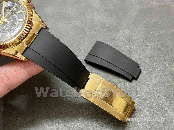 Replica Rolex Sky-Dweller-m336238 0002, 42 mm, oro giallo, quadrante nero, Uomo Nero