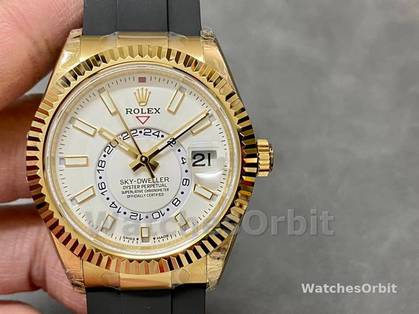 Replica Rolex Sky-Dweller-m336238 0003, 42 mm, Oro giallo, Quadrante bianco, Uomo Quadrante bianco