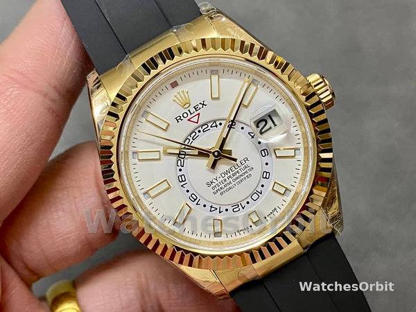 Replica Rolex Sky-Dweller-m336238 0003, 42 mm, Oro giallo, Quadrante bianco, Uomo Quadrante bianco