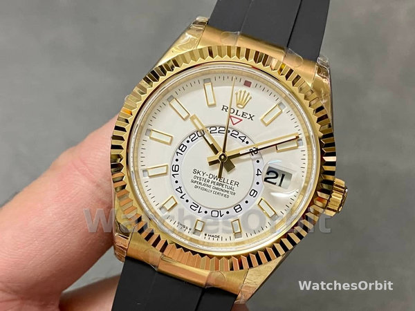 Replica Rolex Sky-Dweller-m336238 0003, 42 mm, Oro giallo, Quadrante bianco, Uomo Quadrante bianco