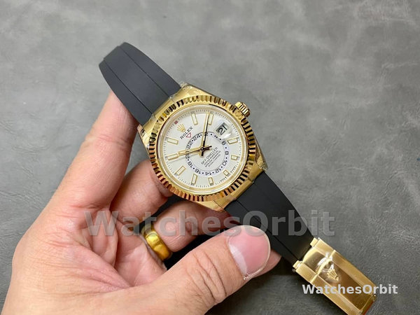 Replica Rolex Sky-Dweller-m336238 0003, 42 mm, Oro giallo, Quadrante bianco, Uomo Quadrante bianco