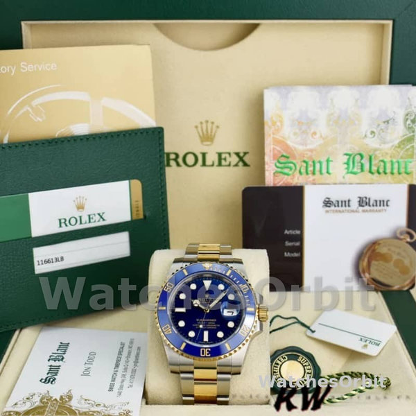 Replica Rolex Submariner Date 116613LB Two Tone Blue Dial 40mm Mens Watch