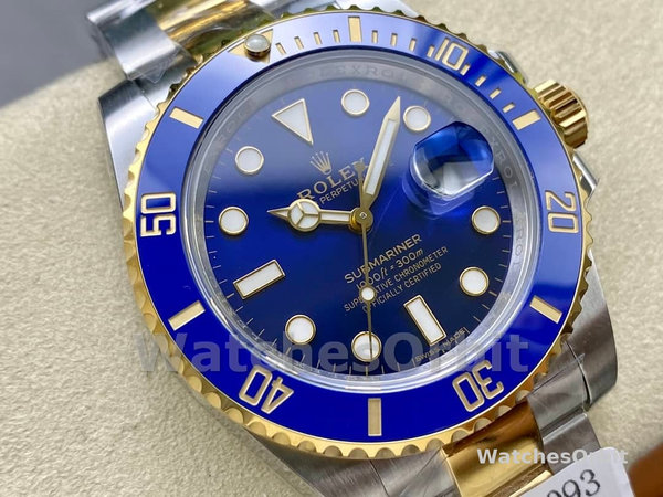 Replica Rolex Submariner Date 116613LB Two Tone Blue Dial 40mm Mens Watch