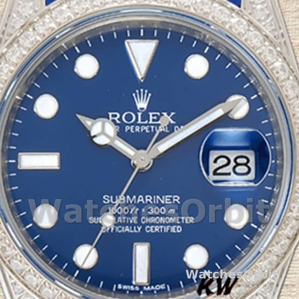 Men's Rolex Submariner 40mm Men's-116610-Blue Dial-Blue Rubber Strap Blue