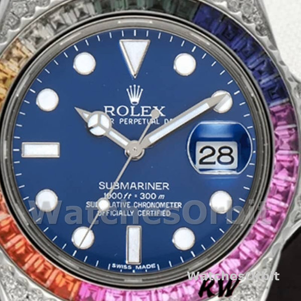 Men's Rolex Submariner 40mm Men's-116610-Blue Dial-Blue Rubber Strap Blue