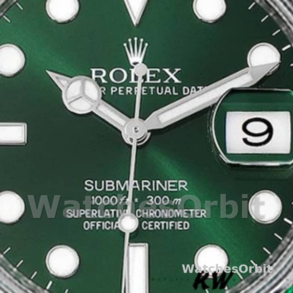 Men's Rolex Submariner 40mm Men's-116610-Green Dial-Rubber Strap Green