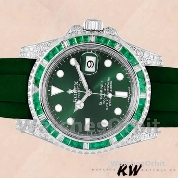 Mens Rolex Submariner 40mm Mens-116610-Green Dial-Rubber Strap Green Replica Image