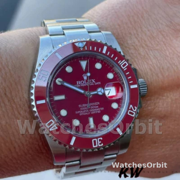 Replica Rolex Submariner 40mm Heren-116610-Roestvrij Staal-Rode Wijzerplaat Rood