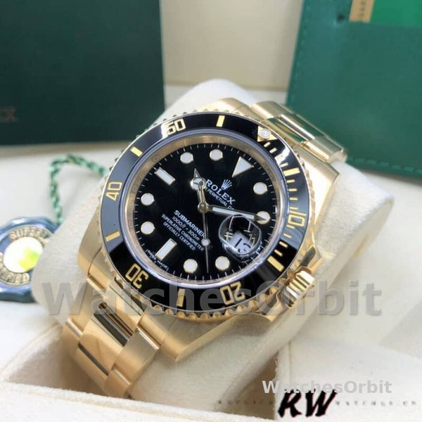 Men's Rolex Submariner 40mm Men's-116618-Yellow Gold-Black Dial Black