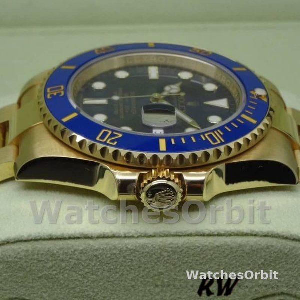 Mens Rolex Submariner 40mm Mens-116618-Yellow Gold-Blue Dial Blue Replica Image