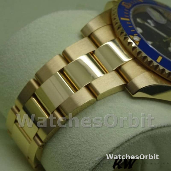 Mens Rolex Submariner 40mm Mens-116618-Yellow Gold-Blue Dial Blue Replica Image