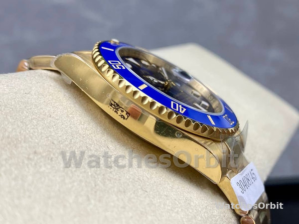 Mens Rolex Submariner 40mm Mens-116618-Yellow Gold-Blue Dial Blue Replica Image