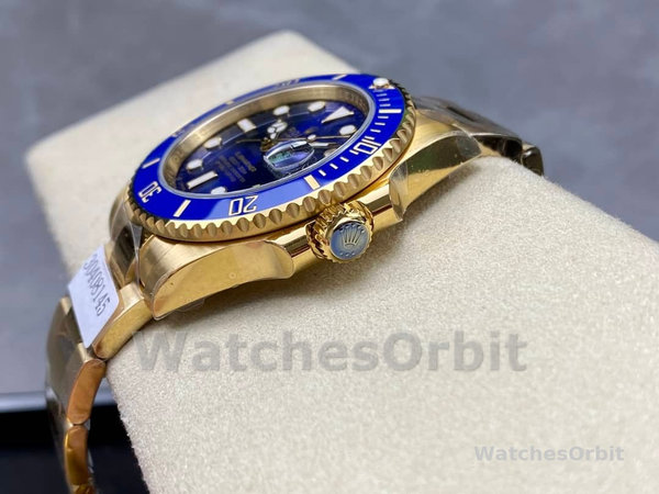 Mens Rolex Submariner 40mm Mens-116618-Yellow Gold-Blue Dial Blue Replica Image