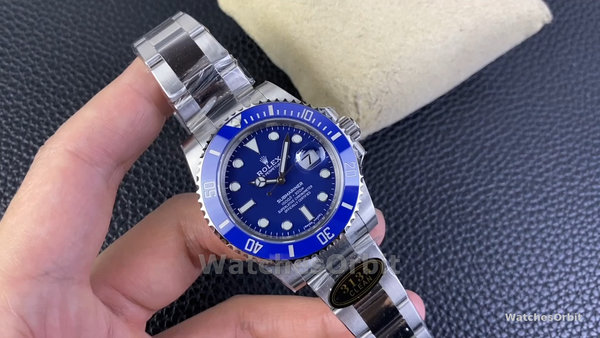 Men's Rolex Submariner 40mm Men's-116619LB-White Gold-Blue Dial Blue