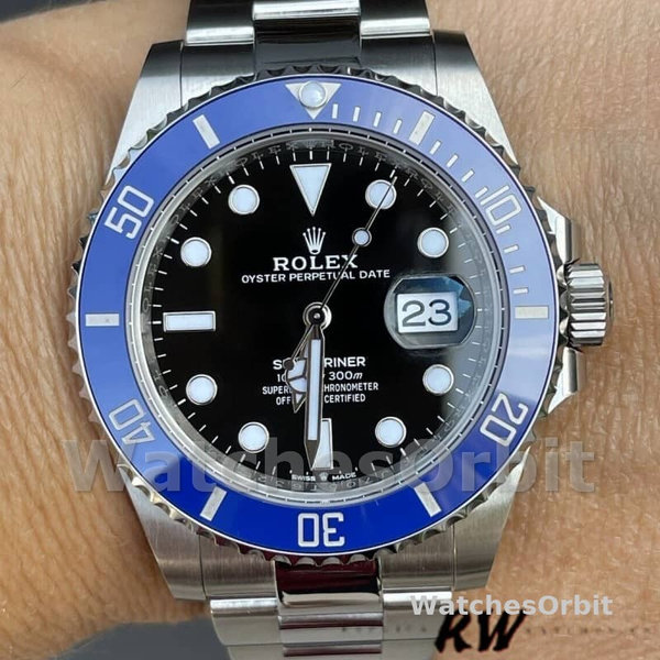 Mens Rolex Submariner 41mm Mens-126610-Blue Bezel-Black Dial Black Replica Image