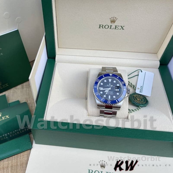Mens Rolex Submariner 41mm Mens-126610-Blue Bezel-Black Dial Black Replica Image
