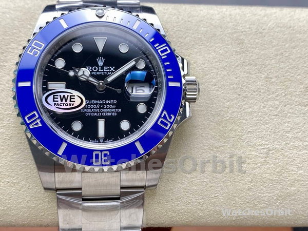 Mens Rolex Submariner 41mm Mens-126610-Blue Bezel-Black Dial Black Replica Image