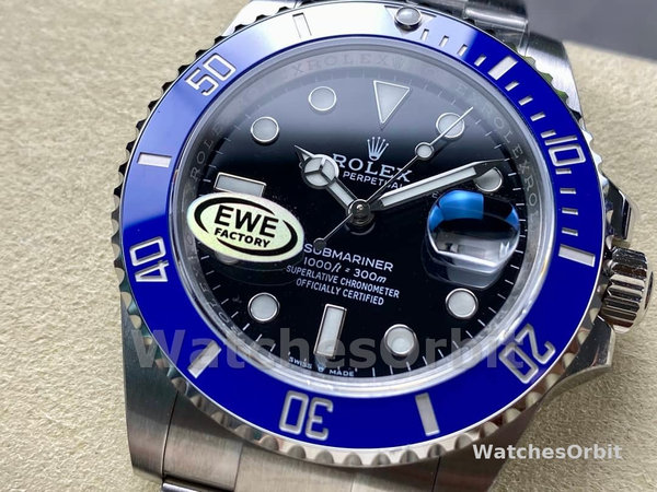 Mens Rolex Submariner 41mm Mens-126610-Blue Bezel-Black Dial Black Replica Image