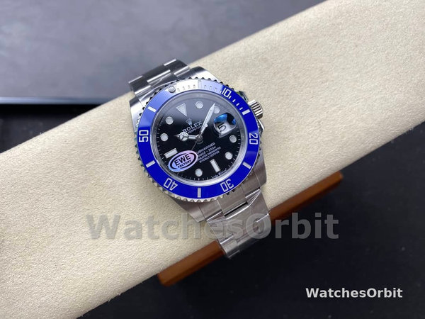 Mens Rolex Submariner 41mm Mens-126610-Blue Bezel-Black Dial Black Replica Image
