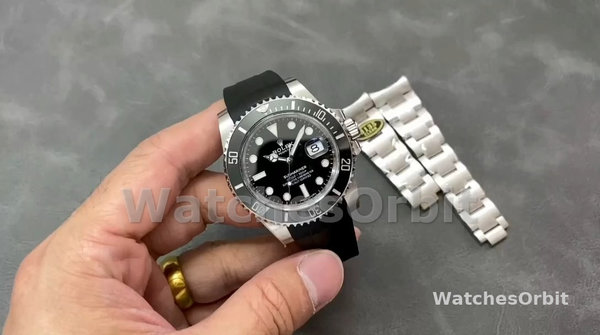 Men's Rolex Submariner 41mm Men's-126610LN-Black Rubber Strap-Black Dial Black