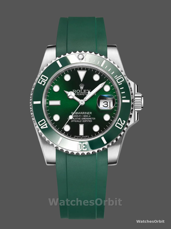 Rolex Submariner 126610LV Green Rubber Strap Black Dial 41mm Mens Replica Watch