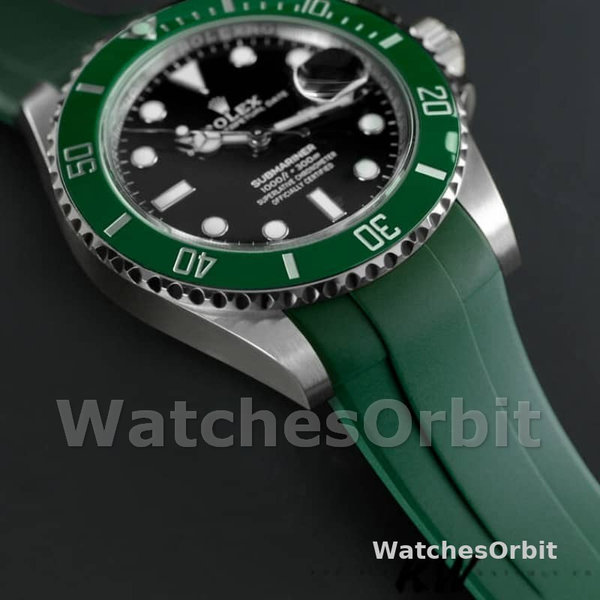 Men's Rolex Submariner 41mm Men's-126610LV-Green Rubber Strap-Black Dial Black