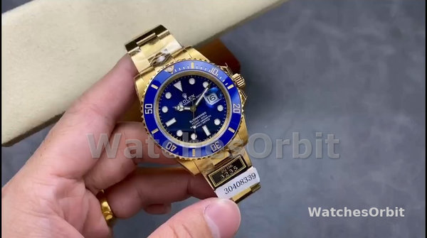 Replica Rolex Submariner 41 mm Uomo-126618LB-Oro giallo-Comparatore blu Blu