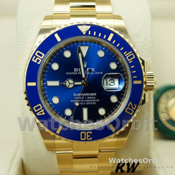 Mens Rolex Submariner 41mm Mens-126618LB-Yellow Gold-Blue Dial Blue Replica Image
