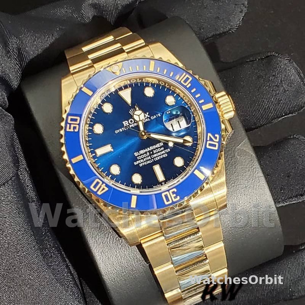 Mens Rolex Submariner 41mm Mens-126618LB-Yellow Gold-Blue Dial Blue Replica Image