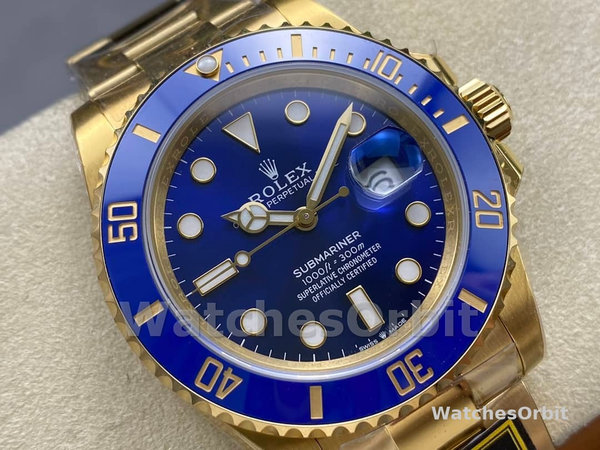 Mens Rolex Submariner 41mm Mens-126618LB-Yellow Gold-Blue Dial Blue Replica Image