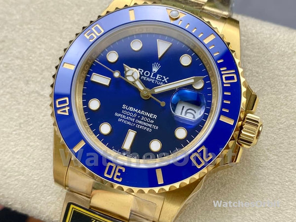 Mens Rolex Submariner 41mm Mens-126618LB-Yellow Gold-Blue Dial Blue Replica Image