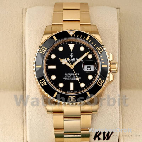 Mens Rolex Submariner 41mm Mens-126618LN-Yellow Gold-Black Dial Black Replica Image